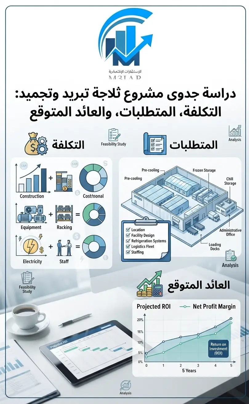 دراسة جدوى مشروع ثلاجة تبريد وتجميد: التكلفة، المتطلبات، والعائد المتوقع