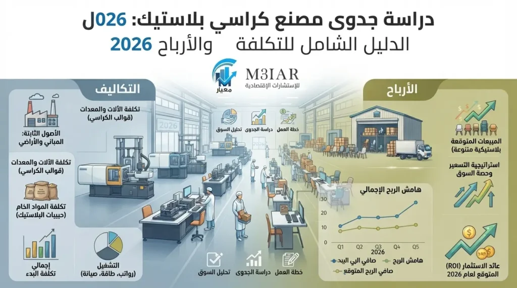 دراسة جدوى مصنع كراسي بلاستيك: الدليل الشامل للتكلفة والأرباح 2026