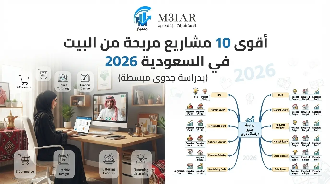 أقوى 10 مشاريع مربحة من البيت في السعودية 2026 (بدراسة جدوى مبسطة)
